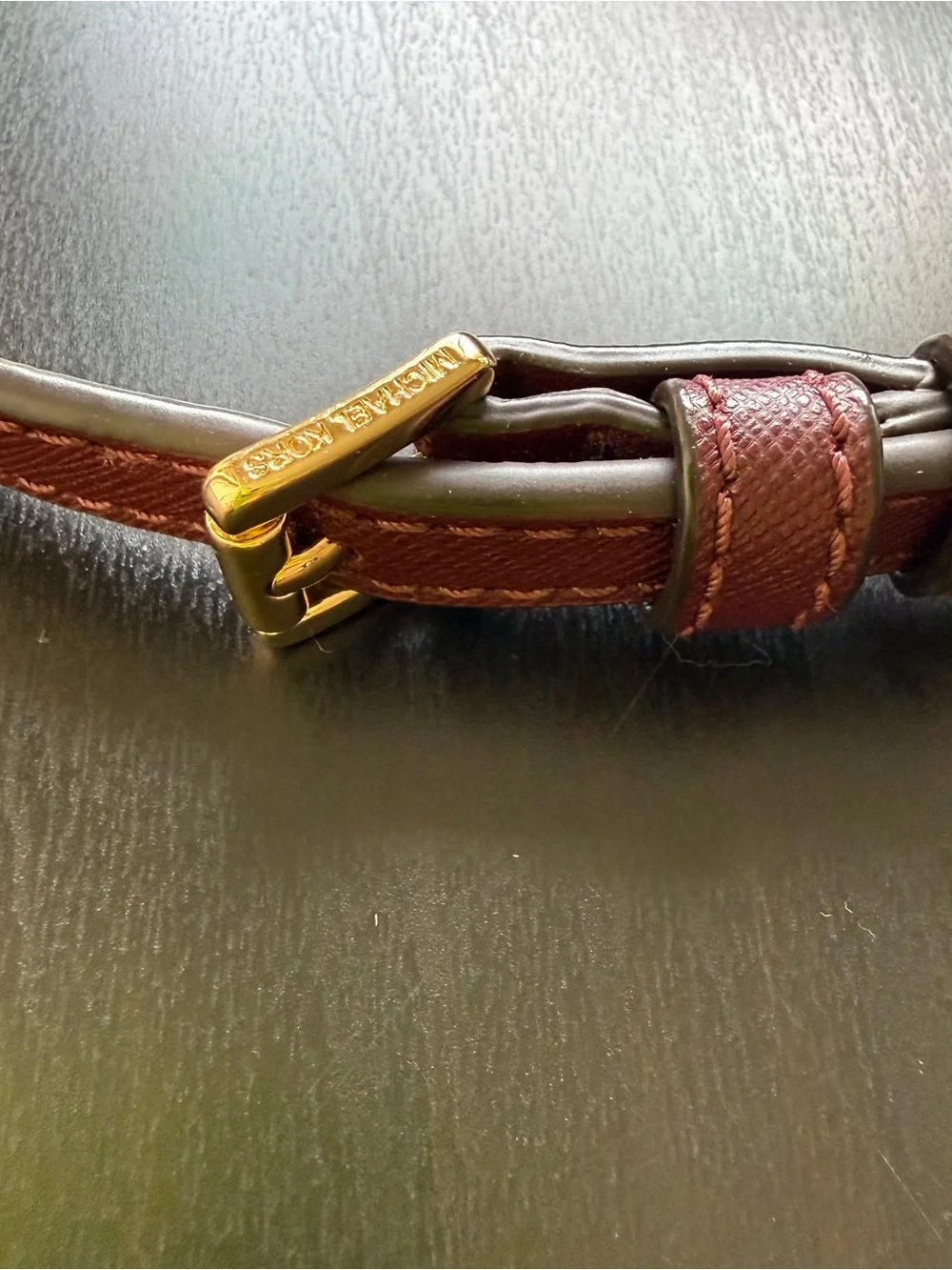 Michael Kors Wine Saffiano Leather Crossbody with Gold Hardware